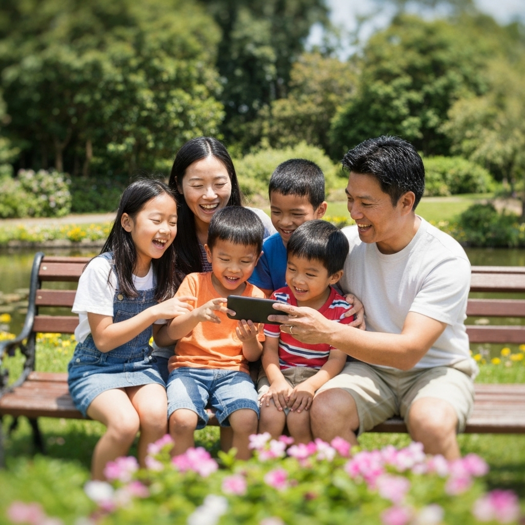 Famille utilisant l'application FamilyTracker